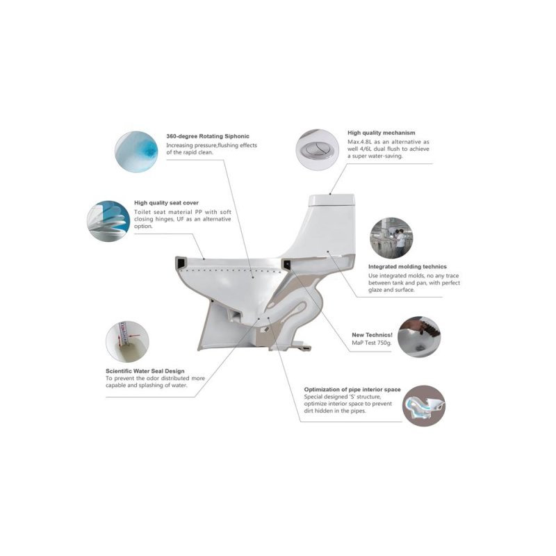 (image for) PELICAN PL-12210 One Piece High-Efficiency Dual Flush Toilet (1.6 gpf / 0.8 gpf)