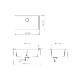 PELICAN PL-150 29 1/2" x 18 3/4" x 9 1/2" Granite Composite Single Bowl Sink - Chroma