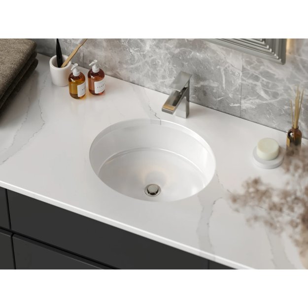 (image for) PELICAN PL-1606 Porcelain Undermount Bathroom Sink 17" x 14" x 4 1/2" - White