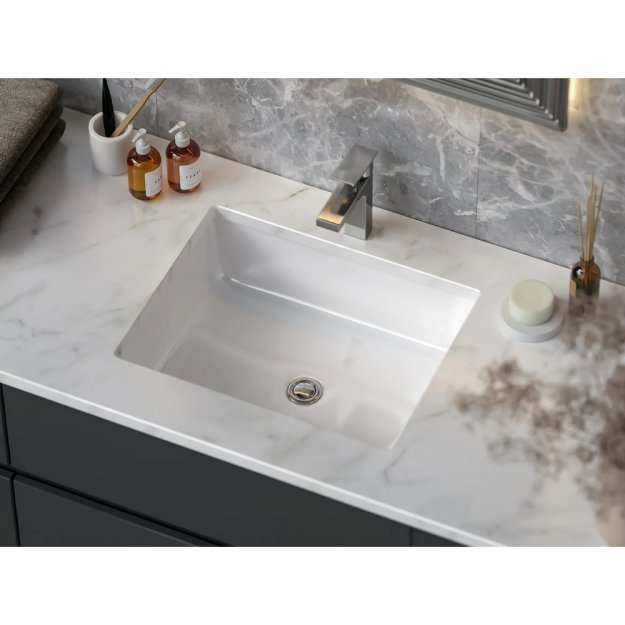 (image for) PELICAN PL-1637 Porcelain Undermount Bathroom Sink 17" x 13" x 5" - White