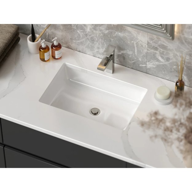 (image for) PELICAN PL-1646 Porcelain Undermount Bathroom Sink 19" x 13" x 4 1/2" - White