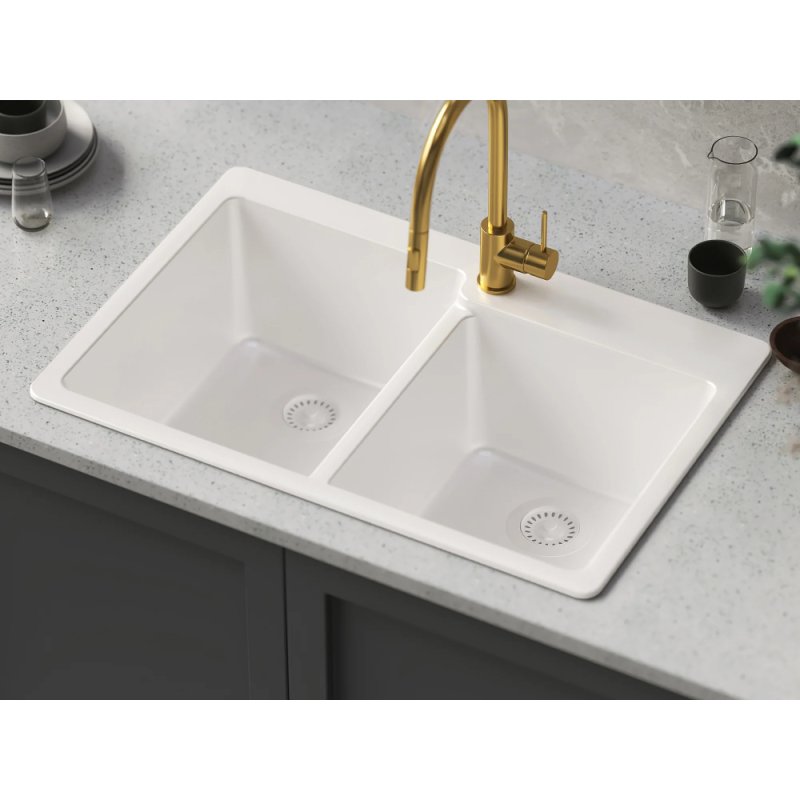 (image for) PELICAN PL-175 33" x 22" x 9 1/2" Granite Composite Double Bowl Sink - Alpina