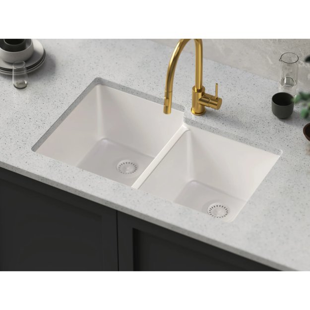 (image for) PELICAN PL-175 33" x 22" x 9 1/2" Granite Composite Double Bowl Sink - Alpina