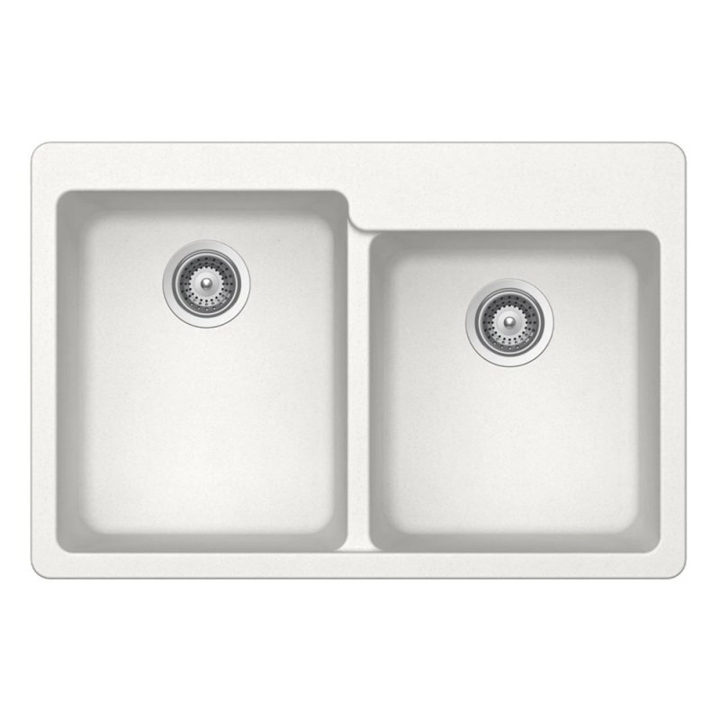 PELICAN PL-175 33\" x 22\" x 9 1/2\" Granite Composite Double Bowl Sink - Alpina
