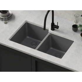 PELICAN PL-175 33" x 22" x 9 1/2" Granite Composite Double Bowl Sink - Chroma