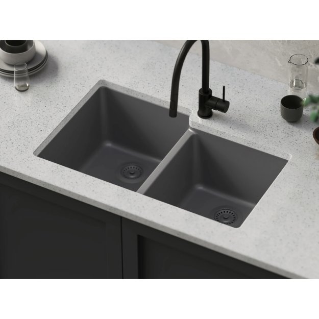 (image for) PELICAN PL-175 33" x 22" x 9 1/2" Granite Composite Double Bowl Sink - Chroma