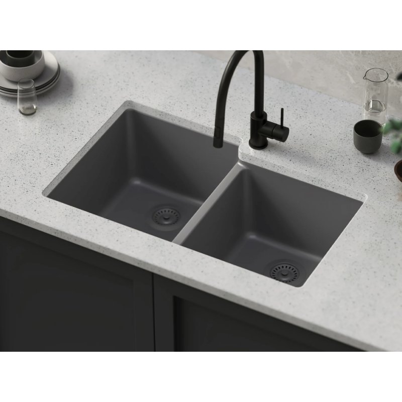 (image for) PELICAN PL-175 33" x 22" x 9 1/2" Granite Composite Double Bowl Sink - Chroma