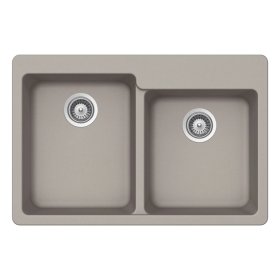 PELICAN PL-175 33" x 22" x 9 1/2" Granite Composite Double Bowl Sink - Concrete