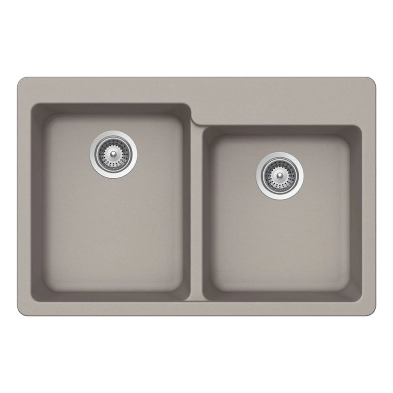 PELICAN PL-175 33\" x 22\" x 9 1/2\" Granite Composite Double Bowl Sink - Concrete