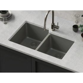 PELICAN PL-175 33" x 22" x 9 1/2" Granite Composite Double Bowl Sink - Gunmetal