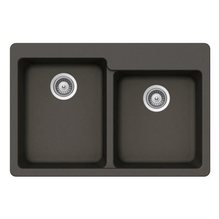 (image for) PELICAN PL-175 33" x 22" x 9 1/2" Granite Composite Double Bowl Sink - Gunmetal
