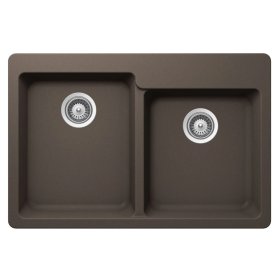PELICAN PL-175 33" x 22" x 9 1/2" Granite Composite Double Bowl Sink - Mocha
