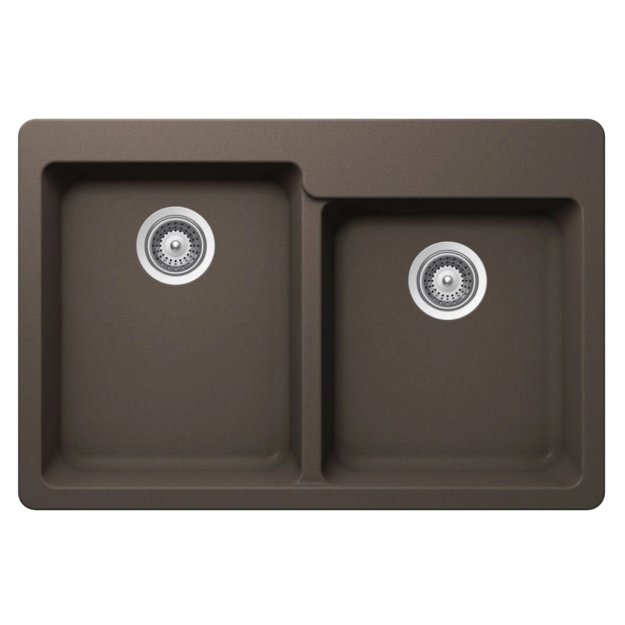 (image for) PELICAN PL-175 33" x 22" x 9 1/2" Granite Composite Double Bowl Sink - Mocha