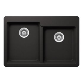 PELICAN PL-175 33" x 22" x 9 1/2" Granite Composite Double Bowl Sink - Onyx