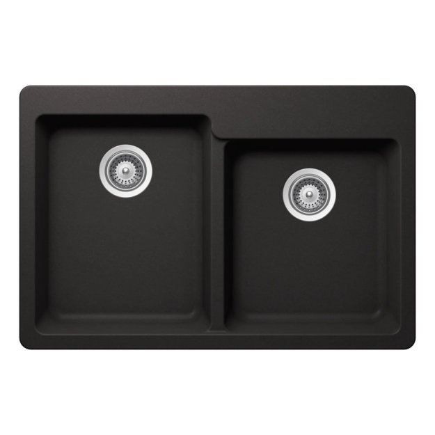 (image for) PELICAN PL-175 33" x 22" x 9 1/2" Granite Composite Double Bowl Sink - Onyx