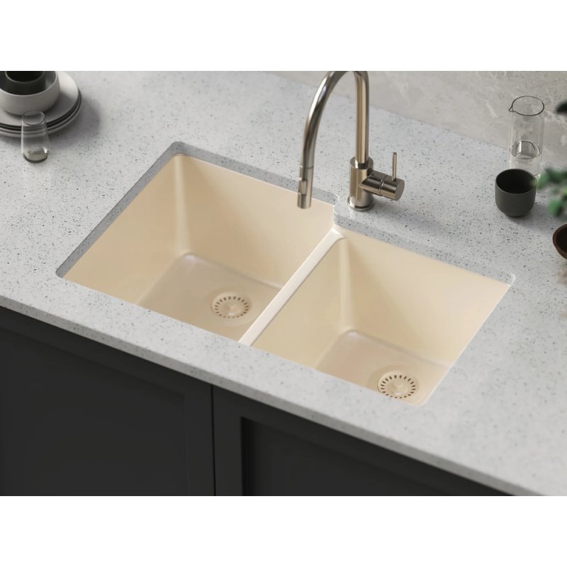 (image for) PELICAN PL-175 33" x 22" x 9 1/2" Granite Composite Double Bowl Sink - Sand
