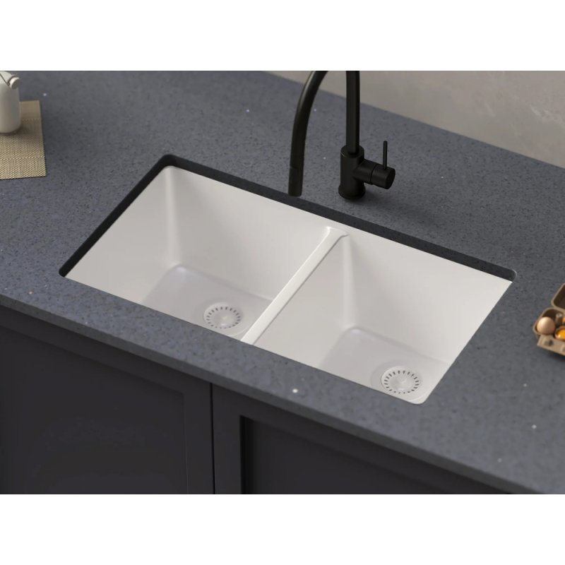 (image for) PELICAN PL-200 33" x 22" x 9 1/2" Granite Composite Double Bowl Sink - Alpina