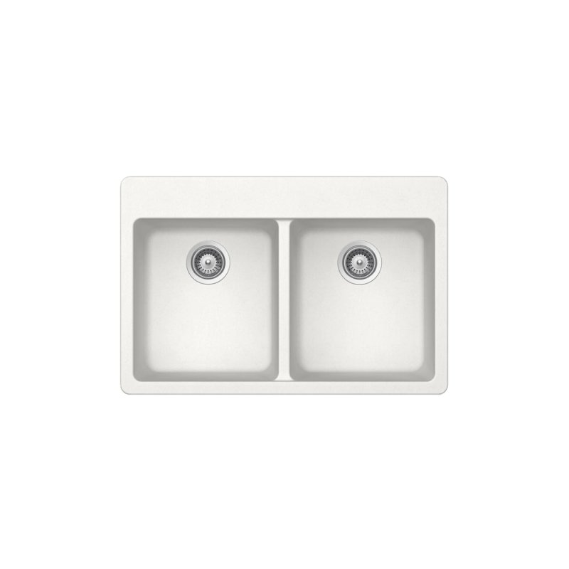 PELICAN PL-200 33\" x 22\" x 9 1/2\" Granite Composite Double Bowl Sink - Alpina