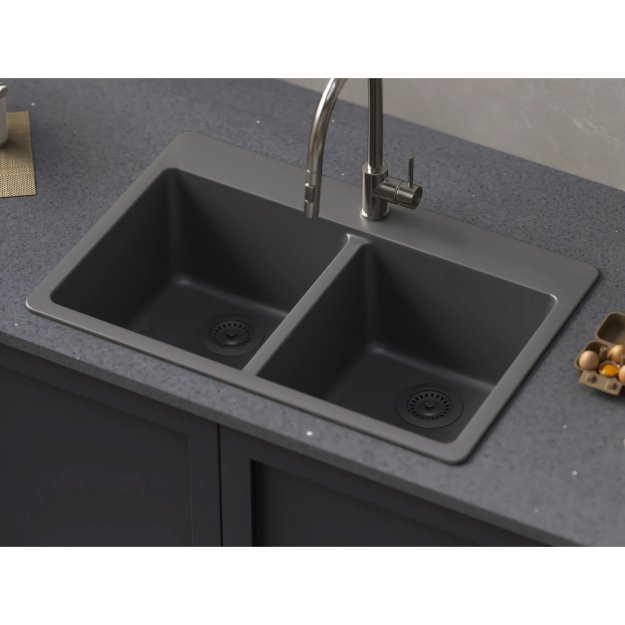 (image for) PELICAN PL-200 33" x 22" x 9 1/2" Granite Composite Double Bowl Sink - Chroma
