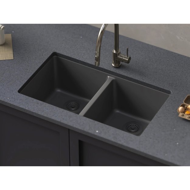 (image for) PELICAN PL-200 33" x 22" x 9 1/2" Granite Composite Double Bowl Sink - Chroma