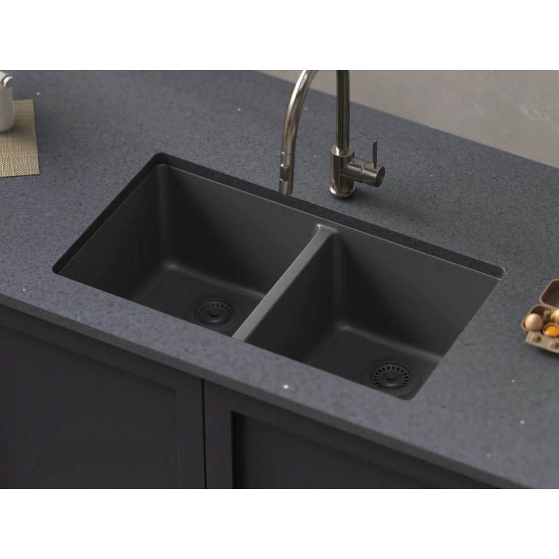 (image for) PELICAN PL-200 33" x 22" x 9 1/2" Granite Composite Double Bowl Sink - Chroma