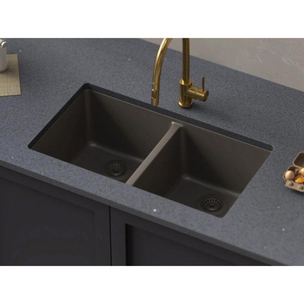 (image for) PELICAN PL-200 33" x 22" x 9 1/2" Granite Composite Double Bowl Sink - Concrete