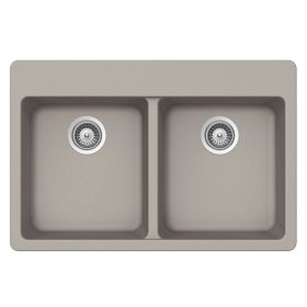 PELICAN PL-200 33" x 22" x 9 1/2" Granite Composite Double Bowl Sink - Concrete
