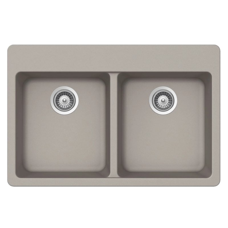 PELICAN PL-200 33\" x 22\" x 9 1/2\" Granite Composite Double Bowl Sink - Concrete