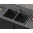 (image for) PELICAN PL-200 33" x 22" x 9 1/2" Granite Composite Double Bowl Sink - Gunmetal