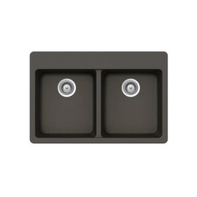 PELICAN PL-200 33" x 22" x 9 1/2" Granite Composite Double Bowl Sink - Gunmetal