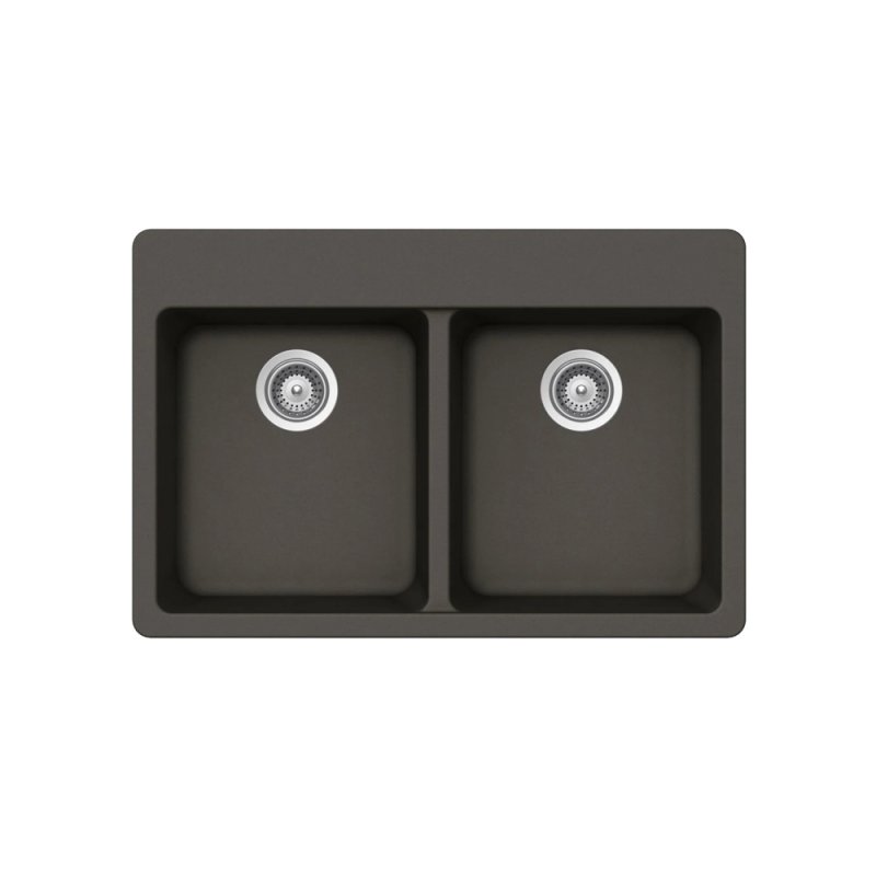 PELICAN PL-200 33\" x 22\" x 9 1/2\" Granite Composite Double Bowl Sink - Gunmetal