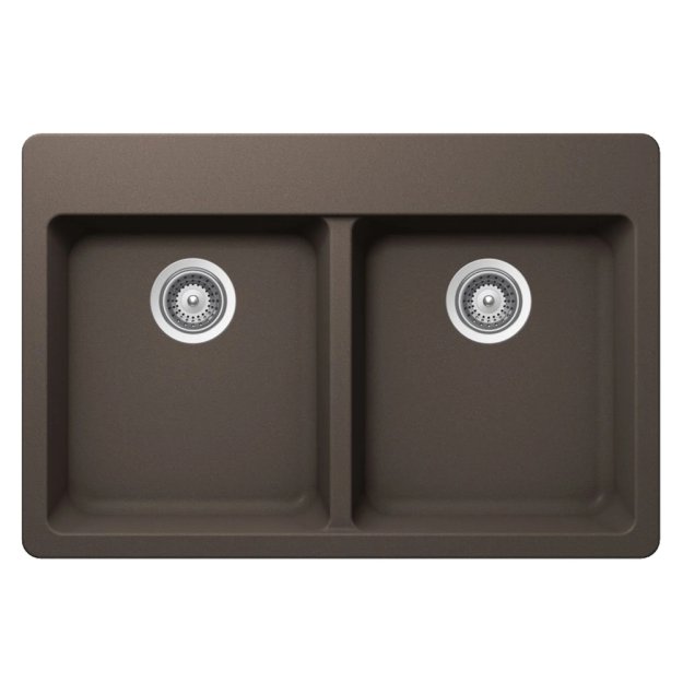 (image for) PELICAN PL-200 33" x 22" x 9 1/2" Granite Composite Double Bowl Sink - Mocha