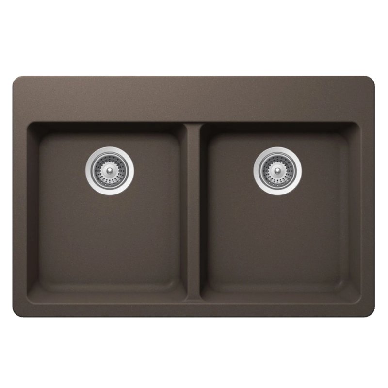 (image for) PELICAN PL-200 33" x 22" x 9 1/2" Granite Composite Double Bowl Sink - Mocha
