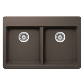 PELICAN PL-200 33" x 22" x 9 1/2" Granite Composite Double Bowl Sink - Mocha