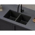 (image for) PELICAN PL-200 33" x 22" x 9 1/2" Granite Composite Double Bowl Sink - Onyx