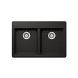 (image for) PELICAN PL-200 33" x 22" x 9 1/2" Granite Composite Double Bowl Sink - Onyx