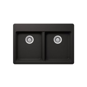 PELICAN PL-200 33" x 22" x 9 1/2" Granite Composite Double Bowl Sink - Onyx