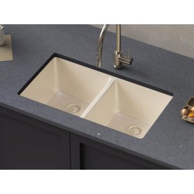 PELICAN PL-200 33" x 22" x 9 1/2" Granite Composite Double Bowl Sink - Sand