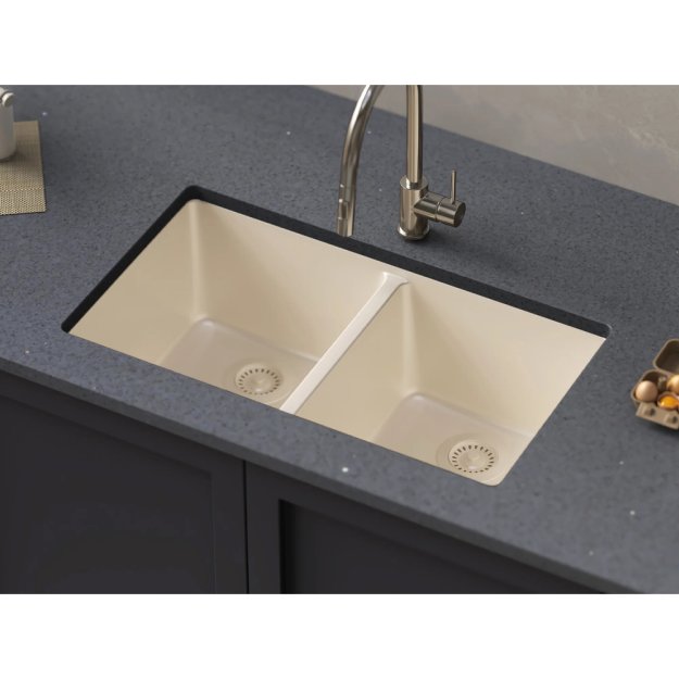 (image for) PELICAN PL-200 33" x 22" x 9 1/2" Granite Composite Double Bowl Sink - Sand