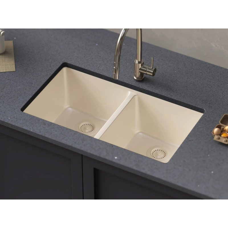 (image for) PELICAN PL-200 33" x 22" x 9 1/2" Granite Composite Double Bowl Sink - Sand