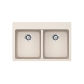 PELICAN PL-200 33" x 22" x 9 1/2" Granite Composite Double Bowl Sink - Sand