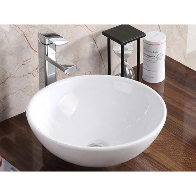 (image for) PELICAN PL-3001 Porcelain Vessel Bathroom Sink 16'' x 16'' - White