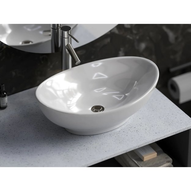 (image for) PELICAN PL-3002 Porcelain Vessel Bathroom Sink 22-3/4'' x 14-3/4'' - White
