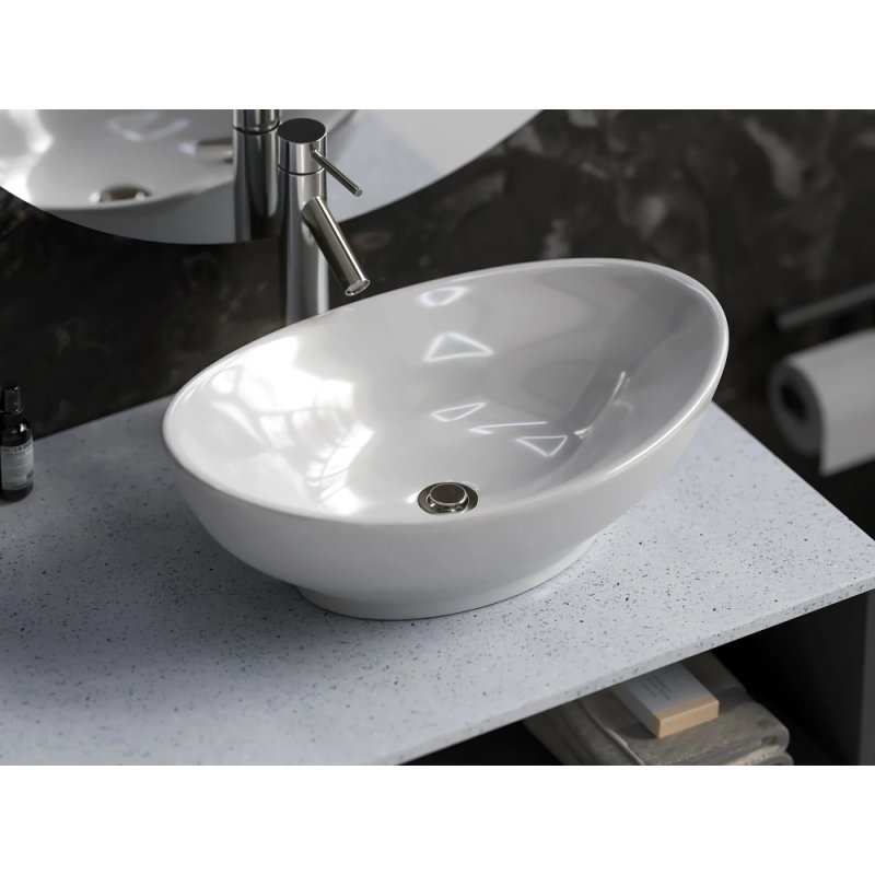 (image for) PELICAN PL-3002 Porcelain Vessel Bathroom Sink 22-3/4'' x 14-3/4'' - White