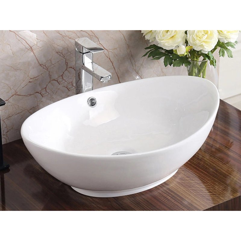 (image for) PELICAN PL-3002 Porcelain Vessel Bathroom Sink 22-3/4'' x 14-3/4'' - White