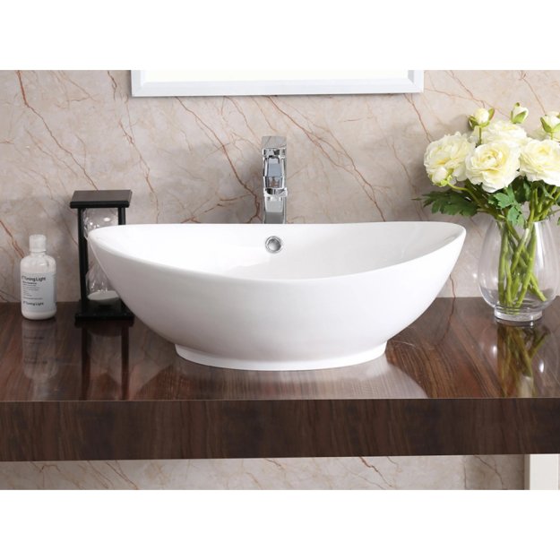 (image for) PELICAN PL-3002 Porcelain Vessel Bathroom Sink 22-3/4'' x 14-3/4'' - White