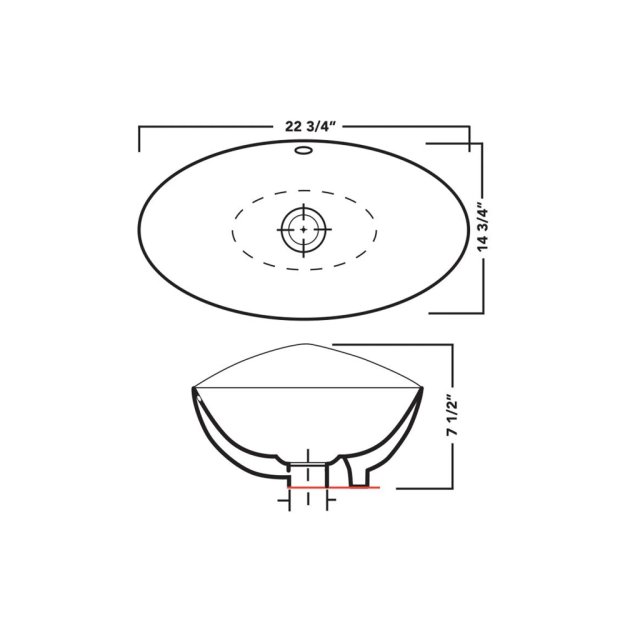(image for) PELICAN PL-3002 Porcelain Vessel Bathroom Sink 22-3/4'' x 14-3/4'' - White