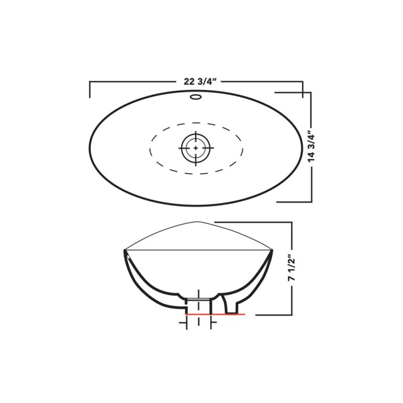 (image for) PELICAN PL-3002 Porcelain Vessel Bathroom Sink 22-3/4'' x 14-3/4'' - White
