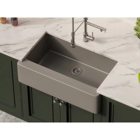 PELICAN PL-300 32 7/8" x 20 3/4" x 9" Granite Composite Apron Front Sink - Concrete