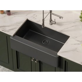 PELICAN PL-300 32 7/8" x 20 3/4" x 9" Granite Composite Apron Front Sink - Onyx